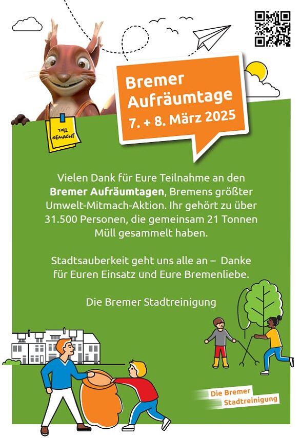 Teilnehmerurkunde zu den Bremer Aufräumtagen 