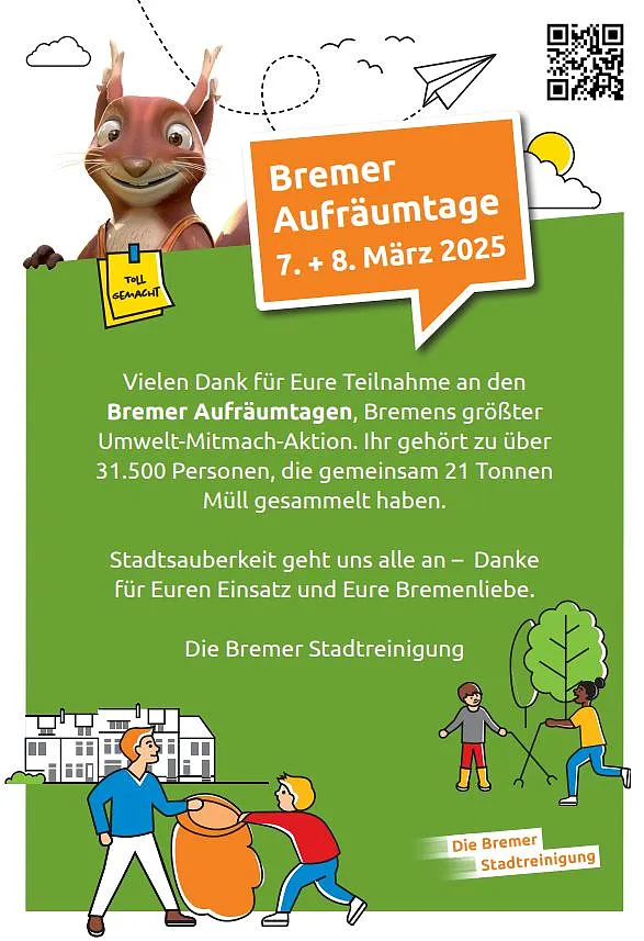 Teilnehmerurkunde zu den Bremer Aufr&auml;umtagen 