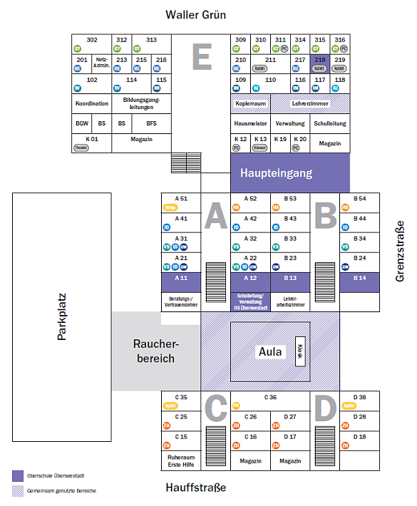Das Schulgebäude des SZ Grenzstraße und der Oberschule Überseestadt.